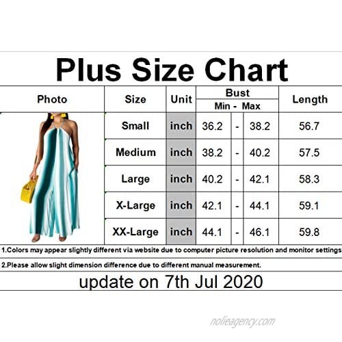 BestGirl Women's Casual Loose Plus Size Jumpsuits Stripe Print Spaghetti Strap Wide Leg Pants with Pockets