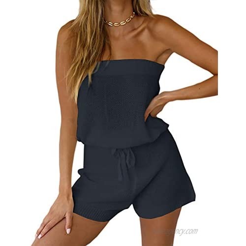 Chang Yun Womens Summer Jumpsuits Casual Loose Sleeveless Off Shoulder Elastic Waist Romper Loungewear Two Piece Outfits