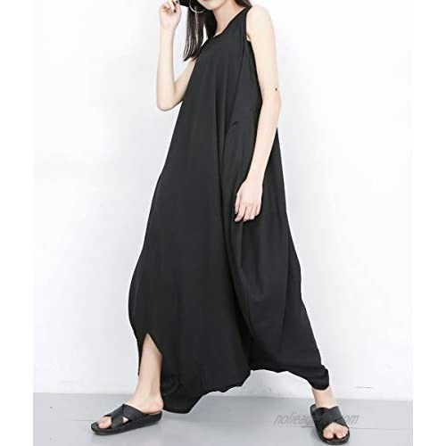 ellazhu Women's Summer Black Harem Jumpsuit Maxi Romper Playsuit GY1791 A