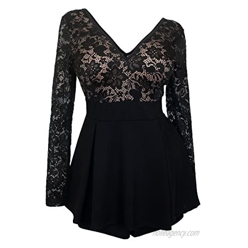 eVogues Plus Size Lace Overlay Romper Dress