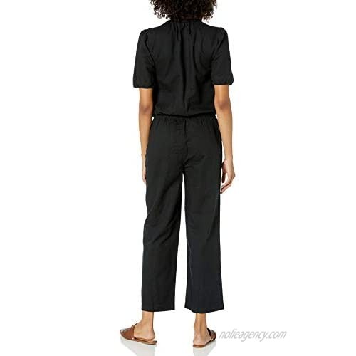 Goodthreads Women's Relaxed Fit Washed Linen Blend Button Front Jumpsuit