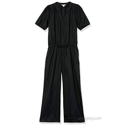 Goodthreads Women's Relaxed Fit Washed Linen Blend Button Front Jumpsuit