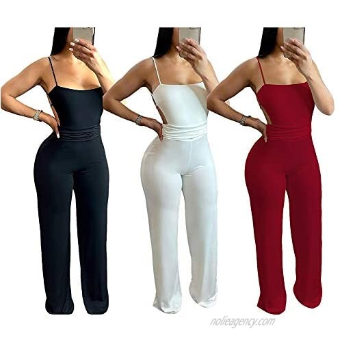 kaimimei Women's Sexy One Piece Outfits Wide Leg Flare Pants Bodycon Rompers Casual Clubwear Playsuit
