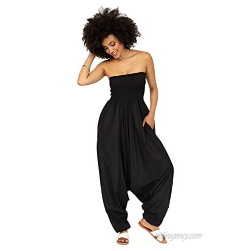likemary Harem Jumpsuit for Women & Cotton Harem Pants - Maxi Strapless Romper