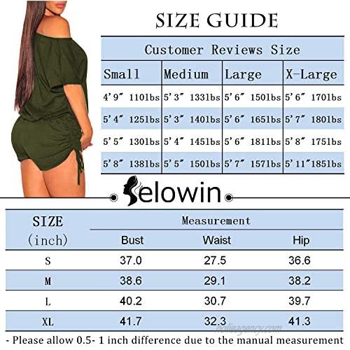 Selowin Womens Sexy One Shoulder Loose Beach Ruched Dolman Short Rompers Jumpsuit