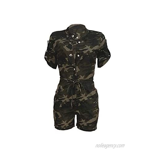 Women's Casual Camouflage Short Jumpsuit Outfit Set