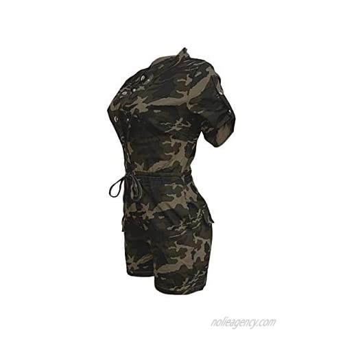Women's Casual Camouflage Short Jumpsuit Outfit Set