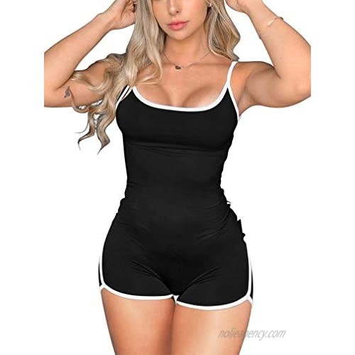 ZileZile Women's Sexy Bodycon Sleeveless Tank Top Spaghetti Strap One Piece Shorts Jumpsuit Rompers Clubwear