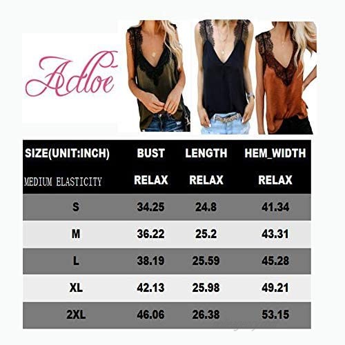 Actloe Women V Neck Lace Patchwork Casual Cami Tank Tops Sleeveless Shirts