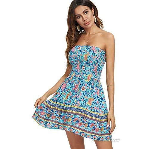 Angelegant Women Sexy Strapless Mini Dress Sleeveless Summer Tube Top Dresses