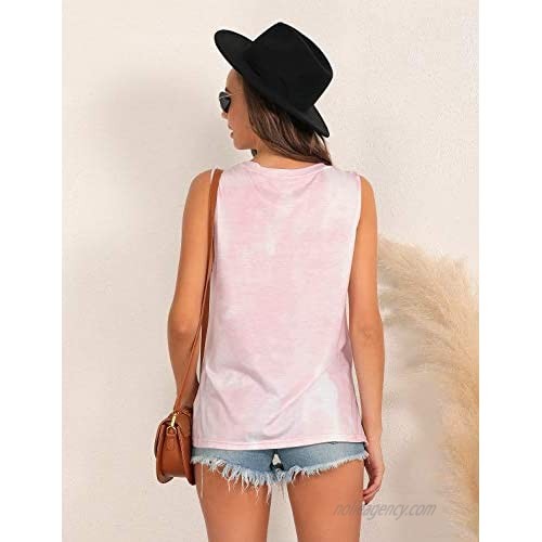 Blooming Jelly Womens Tie Dye Tank Top Flowy Shirt Sleeveless Tunic Tops Loose fit Casual Summer Shirts
