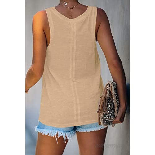 Febriajuce Women's Scoop Neck Tank Top Basic Sleeveless Shirts Summer Casual Loose Tees