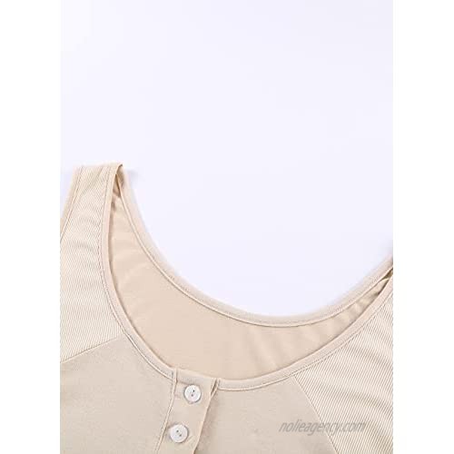 HOTAPEI Women's Button Down Tank Tops Summer Casual Basic Scoop Neck Sleeveless Shirts Blouse