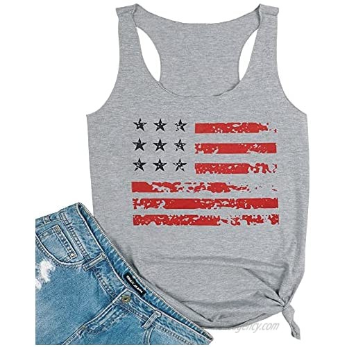 KIDDAD American Flag Tank Tops for Women 4th of July Tanks USA Patriotic Sleeveless Shirts Stars and Stripes T Shirt
