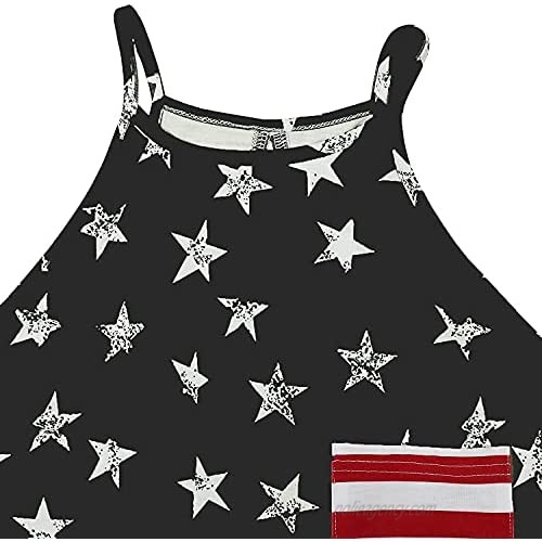 Qrupoad Womens 4th of July Tank Top Sexy Bowknot Open Back American Flag Summer Sleeveless Pocket Tanks Tees Shirts