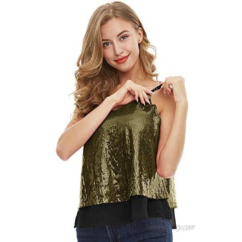 SATINIOR Women's Sleeveless Shining Camisole Sequined Vest Sequin Tank Tops (S-4XL)