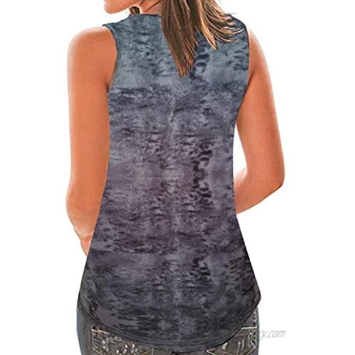 STEELEMENT. Women's Tank Tops Summer tie dye Casual Gradient Printed Sleeveless Tee Shirt