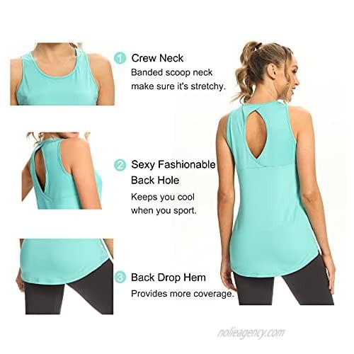 Taze'ne Gym Exercise Athletic Yoga Tops for Women Running Yoga Shirts with Sleeveless Keyhole Open Back (Pack of 2)