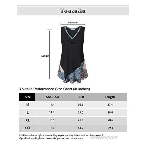Youtalia Women's Summer Sleeveless V Neck Shirt Patchwork Casual Tunic Tank Top