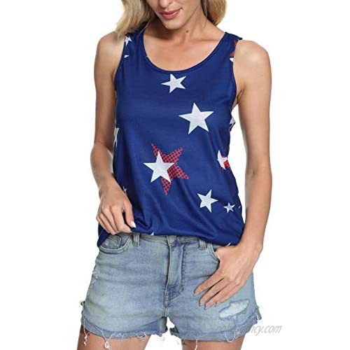 Zarmfly Womens American Flag Tank Tops 4th of July Stars and Stripes Sleeveless Tee Camo Racerback Loose Patriotic T Shirts