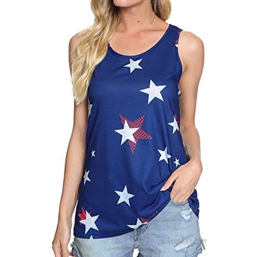 Zarmfly Womens American Flag Tank Tops 4th of July Stars and Stripes Sleeveless Tee Camo Racerback Loose Patriotic T Shirts