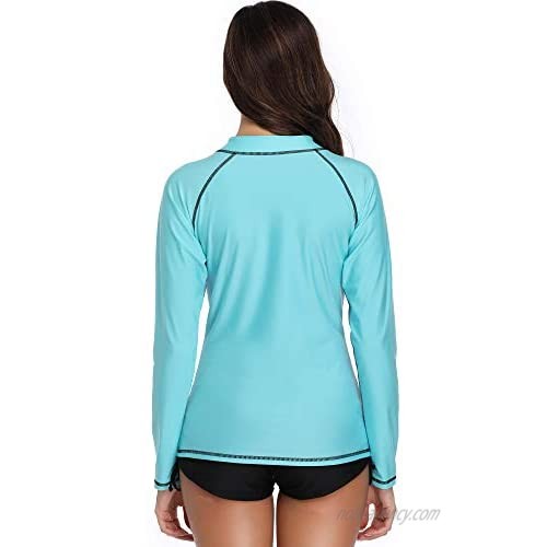 Caracilia Women Long Sleeve Rashguard Swim Shirt UPF 50+ Swimsuit Top F29-3XL 99