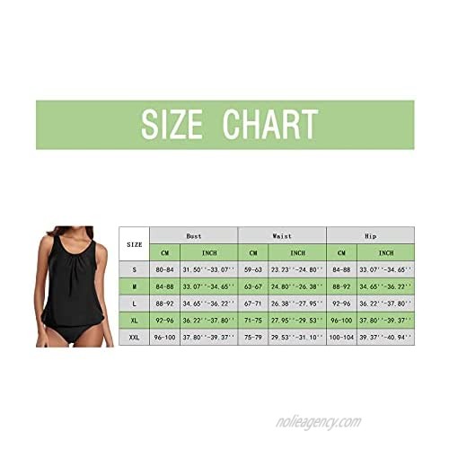 Fankle Womens Casual Tankini Swimsuits Crew Neck High Waisted Swimming Suits Tummy Control Two Piece Bathing Suits Swimwear