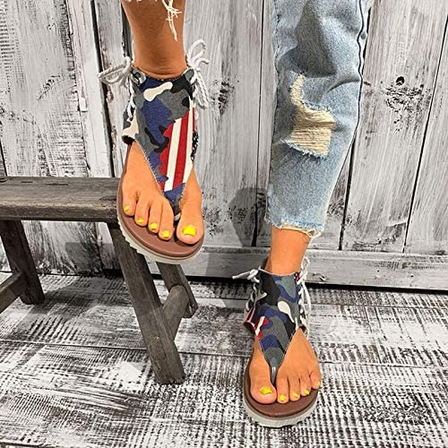 Gladiator Sandals Bohemian Zipper Sunflower for Women Comfort Flat Sandals Summer Shoes for Women Vintage Flip Flops