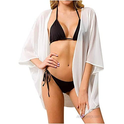 Women Chiffon Cover-up Beach Kimonos Cardigans Tops Boho Front Swinsuit Swimsuit Coverups Open Front Beachwear