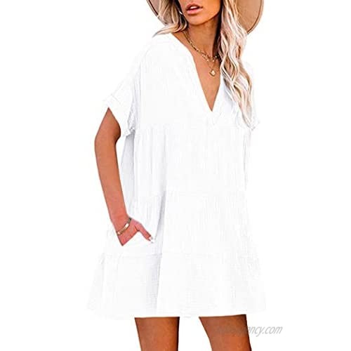 AI'MAGE Women's Swimsuit Coverups Bikini Beach Swimwear Cover Up Sexy Bathing Suit Cover Up Dress with Pockets