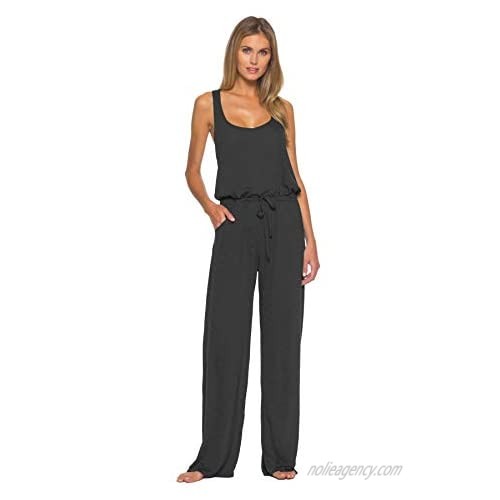 Becca by Rebecca Virtue Women's Breezy Basics Tie-Front Jumpsuit Swim Cover Up