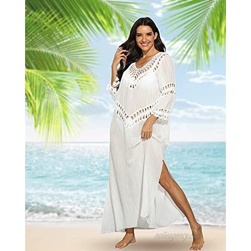 Cardigan Kimono Swimsuit Cover ups for Women - Crochet Embroidery Beach Coverup