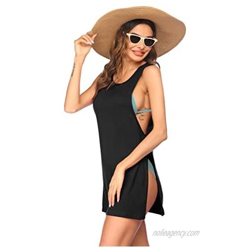 Chigant Swimsuit Cover Ups for Women Side Split Bikini Tank Dress Pool Bathing Beachwear Coverup 