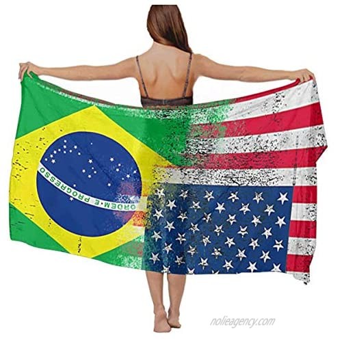 Great Swimsuit Accessories Summer Beach Brazilian American Flag Shawl Chiffon Holiday Beach Sarong Beach Scarf Wrap Beach Swimwear Cover Up for Girls Women