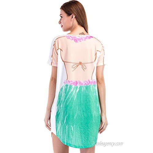 Jubileens Women's Short Sleeve Cute Bikini Print Baggy T Shirt Dress Fun Wear