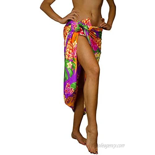 King Kameha Hawaiian Sarong Pareo Beach Wrap for Women Funky Casual Bikini Cover Up Very Loud Swimsuit Pineapple Print