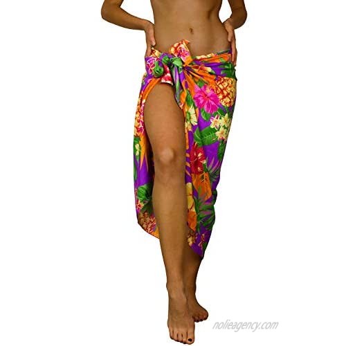 King Kameha Hawaiian Sarong Pareo Beach Wrap for Women Funky Casual Bikini Cover Up Very Loud Swimsuit Pineapple Print