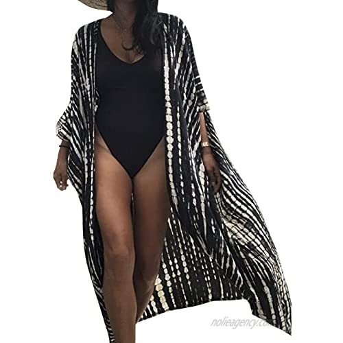 Sedrinuo Women Beach Kimono Cardigan Cover Ups Summer Print Open Front Swimsuit Cover Up