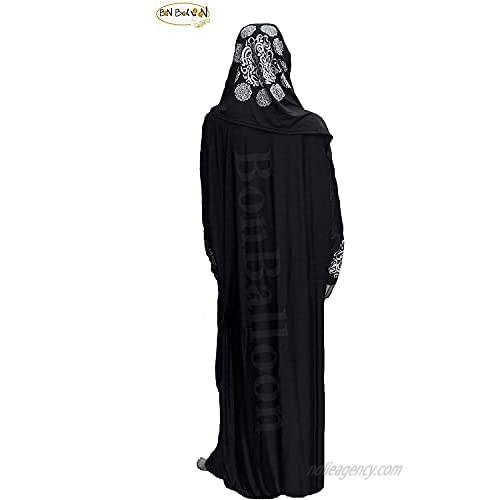 Women's One Piece Isdal Izdal Muslim Islamic Islami Islam Prayer Overhead Dress Modest Outfit Clothing Hijab Scarf Abaya Galabeya Gilbab Kaftan Robe Attire ( Black )