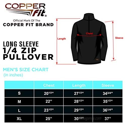 Copper Fit Energy Mens Dry Performance Zip Up Long Sleeve Tee