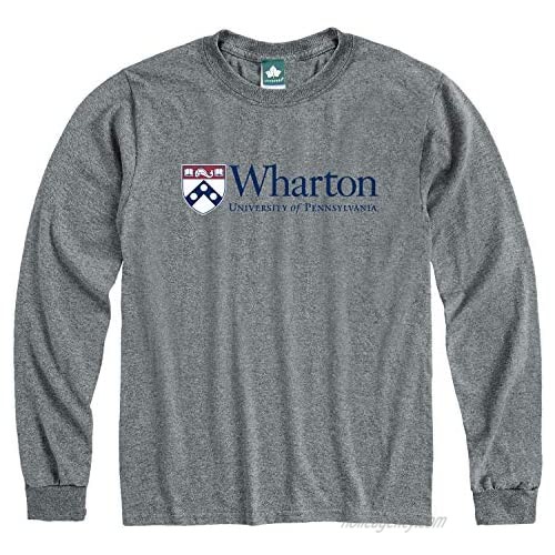 Ivysport University of Pennsylvania Long Sleeve T-Shirt by Wharton Logo  100% Cotton  Heather Grey  Long Sleeve T-Shirt