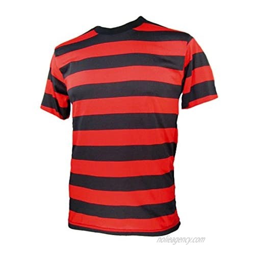 Largemouth Men's Short Sleeve Striped Shirt Red Black