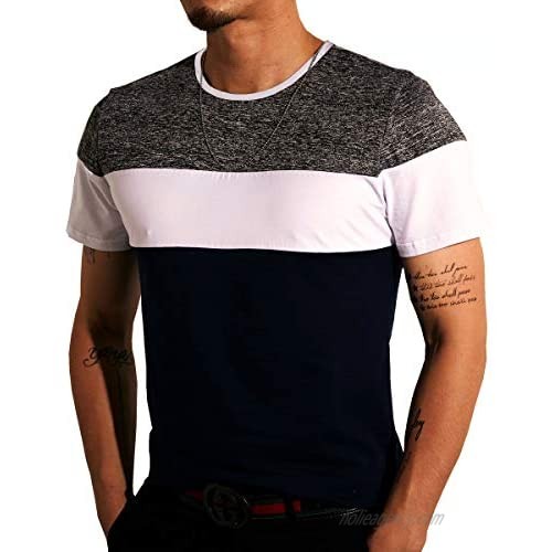 LOGEEYAR Mens Casual Slim Fit Short Sleeve T-Shirts Cotton Blended Soft Lightweight Crew-Neck Shirt