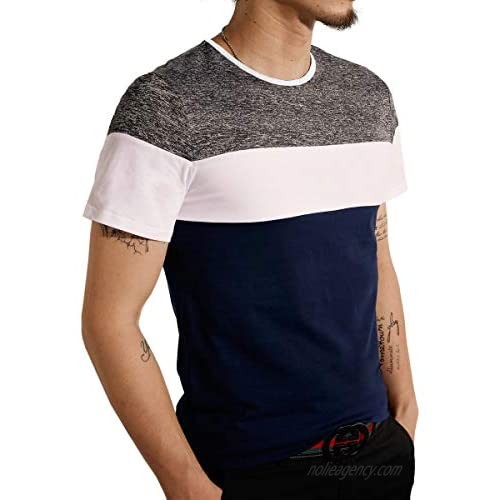 LOGEEYAR Mens Casual Slim Fit Short Sleeve T-Shirts Cotton Blended Soft Lightweight Crew-Neck Shirt