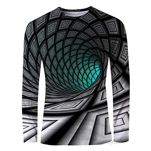 Men's 3D Print Graphic Optical Illusion T-Shirt Print Long Sleeve Daily Tops Basic Elegant Round Neck