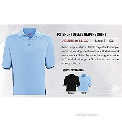Adams Manufacturing Men's Adams Short Sleeve Baseball Umpire Shirt with Side Stripe