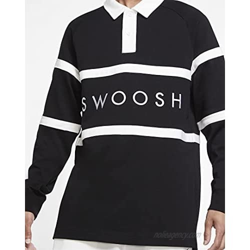 Nike Sportswear Swoosh Men's Rugby Shirt Long Sleeve Black/White Size L