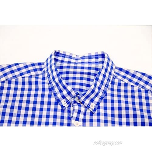 AVANZADA Men's Slim Fit Solid Dress Shirts Button Down Cotton Short Sleeve Shirt Beige