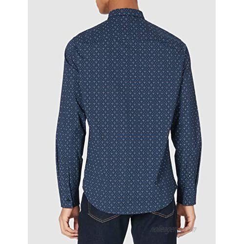AX Armani Exchange Men's Long Sleeve Button Up All Over Pattern Stretch Cotton Shirt