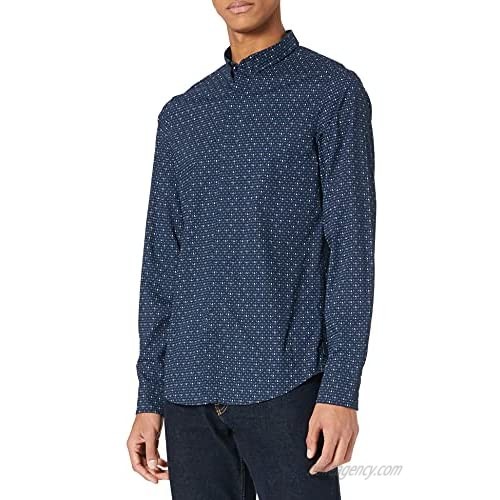 AX Armani Exchange Men's Long Sleeve Button Up All Over Pattern Stretch Cotton Shirt